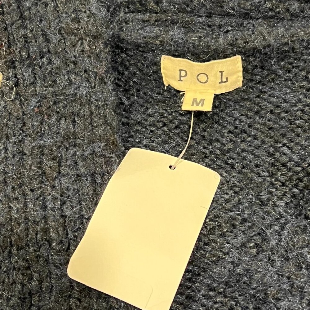 POL Oversized Chunky Cable Knit Long Button Cardigan, Pockets, NWT, Navy, M - Picture 2 of 8